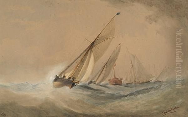 Racing Yachts Oil Painting by Barlow Moore