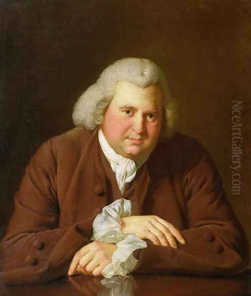 Portrait of Dr Erasmus Darwin (1731-1802) scientist, inventor and poet, grandfather of Charles Darwin, c.1770 Oil Painting by Josepf Wright Of Derby