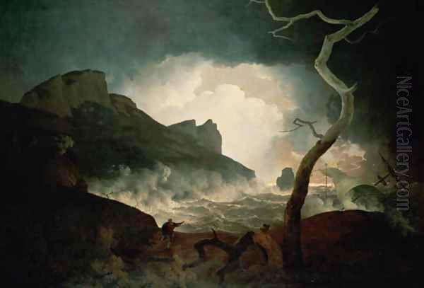 The Storm, Antigonus pursued by the Bear from The Winters Tale, Act III, Sc.III Oil Painting by Josepf Wright Of Derby