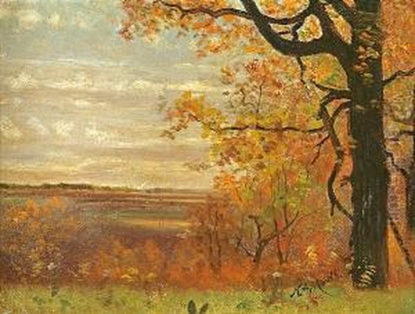 Autumn Landscape Oil Painting by Nelson Augustus Moore