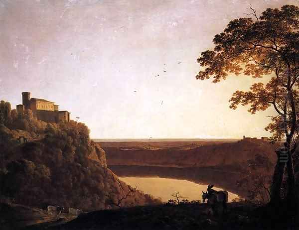 View of the Lake of Nemi Oil Painting by Josepf Wright Of Derby