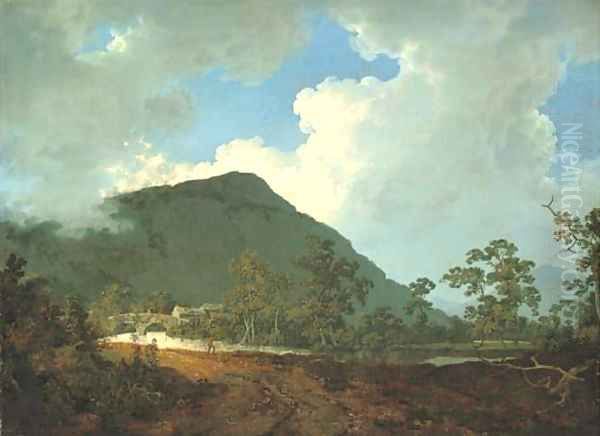 River landscape near Bedgellert, North Wales Oil Painting by Josepf Wright Of Derby