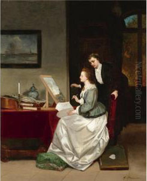 The Painting Lesson Oil Painting by Franz Moormans