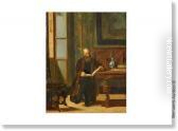 Scholar Ininterior Oil Painting by Franz Moormans