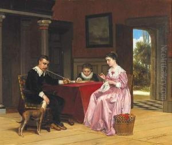 Huiselijk Geluk (1874) Oil Painting by Franz Moormans