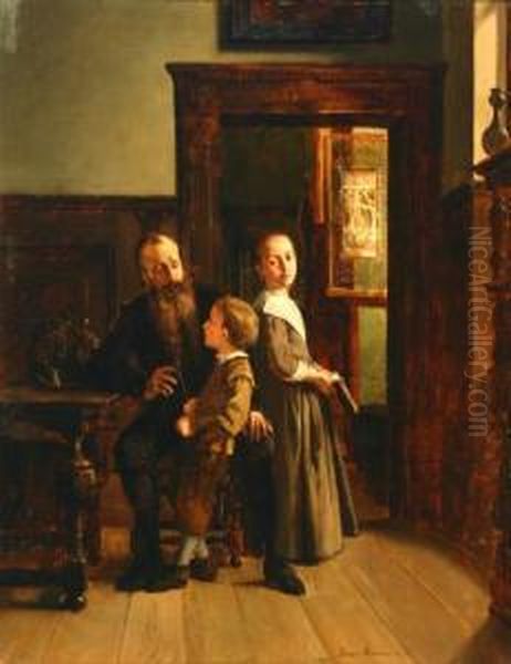 Fatherly Advice Oil Painting by Franz Moormans