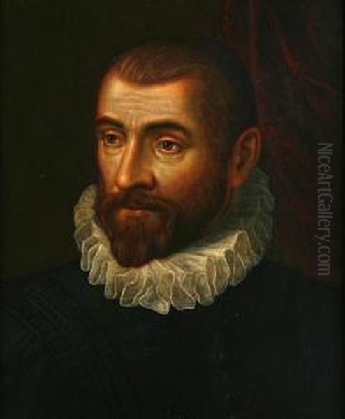 A Portrait Of A Gentleman In A White Ruffcollar Oil Painting by Giacomo Antonio Moro