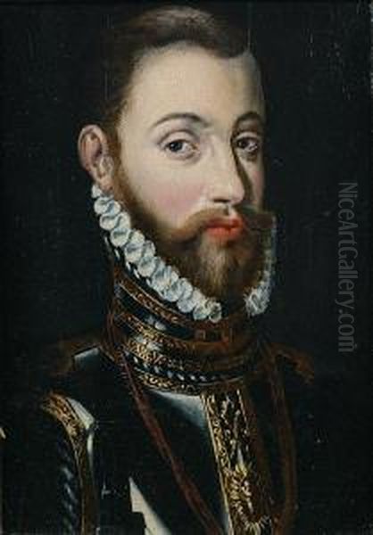 Portrait Of King Phillip Ii Of Spain Oil Painting by Giacomo Antonio Moro