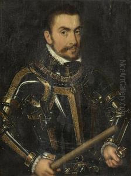 Portrait Of A Noble Man In Armour Oil Painting by Giacomo Antonio Moro