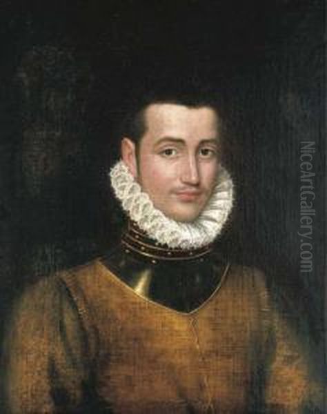 Portrait Of A Gentleman, 
Traditionally Identified As Sir Philipsidney, Bust-length, With A Gorget Oil Painting by Giacomo Antonio Moro