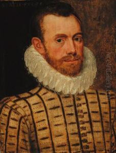 Portrait Of A Gentleman, Half-length, In A Slashed Doublet And Aruff Oil Painting by Giacomo Antonio Moro