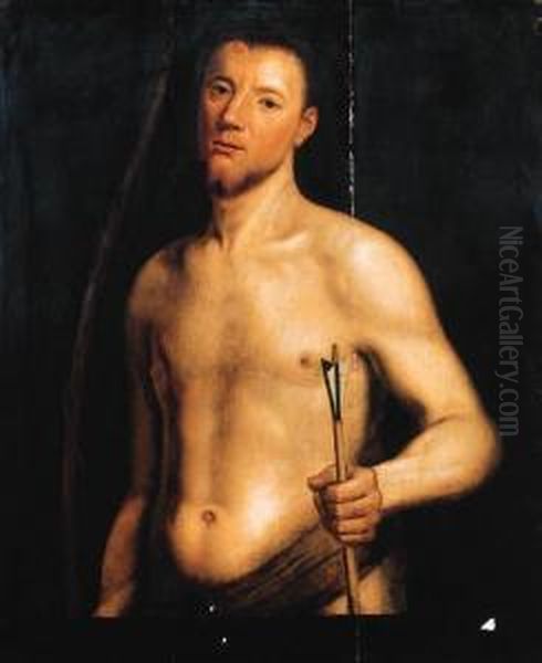 Portrait Of A Young Man As Saint Sebastian(?) Oil Painting by Giacomo Antonio Moro