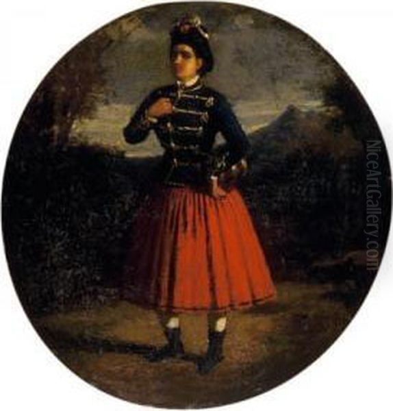 Lady In Hungarian Traditional Dress Oil Painting by Than Mor