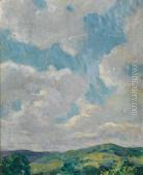 Cloud Study From The Connecticut Litchfield Hills Oil Painting by Francis Luis Mora