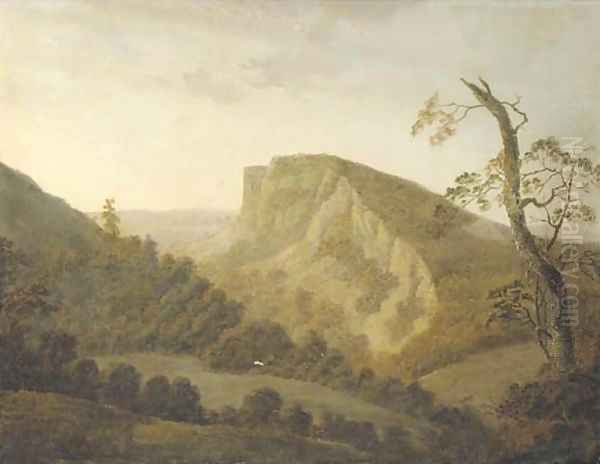 View of High Tor, Matlock, Derbyshire Oil Painting by Josepf Wright Of Derby