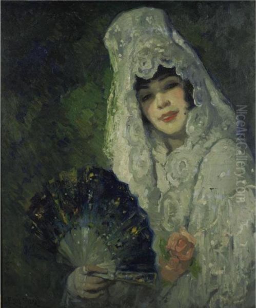 Spanish Lady Oil Painting by Francis Luis Mora