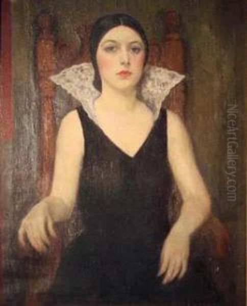 Seated Woman Oil Painting by Francis Luis Mora