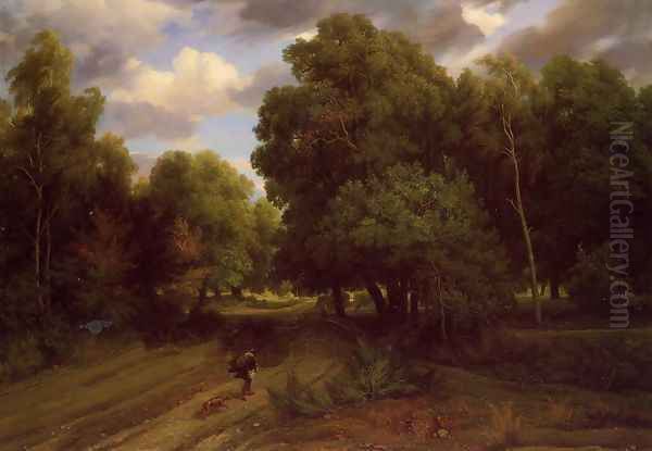 The Crossroads at the Eagle's Nest, Forest of Fontainebleau Oil Painting by Charles-Francois Daubigny