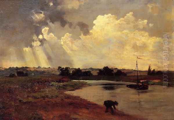 The Banks of the River Oil Painting by Charles-Francois Daubigny