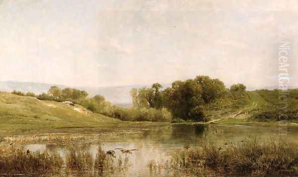 L'Etang De Gijlieu Oil Painting by Charles-Francois Daubigny