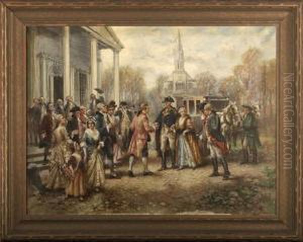 Washington After Resigning His Commission Leaving Annapolis For Mount Vernon Oil Painting by Edward Percy Moran