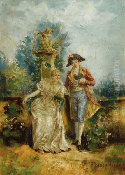 Pair Of Courting Scenes Oil Painting by Edward Percy Moran