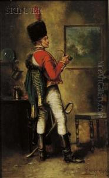 Soldier With A Pipe Oil Painting by Edward Percy Moran