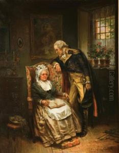 A Quiet Moment With George And Martha Washington Oil Painting by Edward Percy Moran