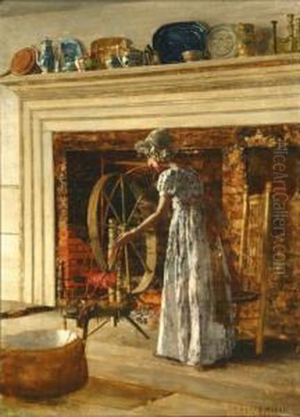 The Old Spinning Wheel Oil Painting by Edward Percy Moran