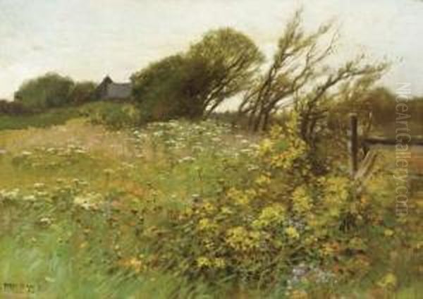 Wildflower Field In Bloom Oil Painting by Edward Percy Moran