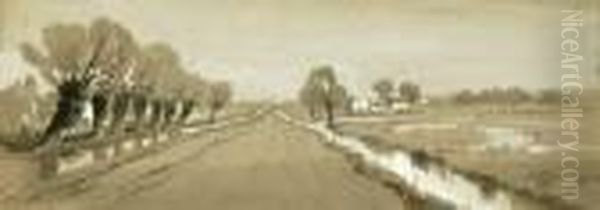 A Country Road, Buck's County Oil Painting by Peter Moran