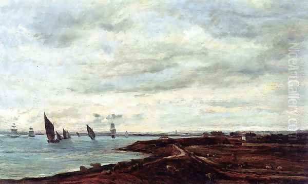 The Banks of the Thames at Eames Oil Painting by Charles-Francois Daubigny