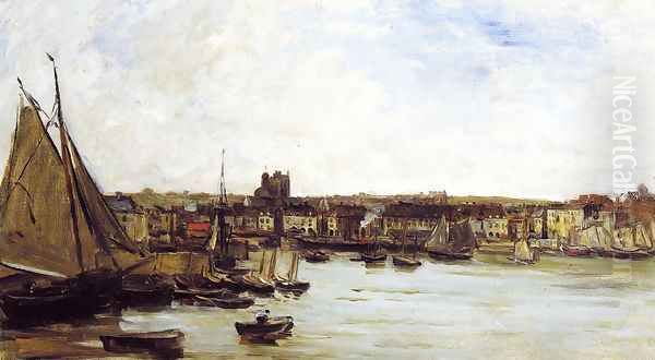 The Port of Dieppe Oil Painting by Charles-Francois Daubigny