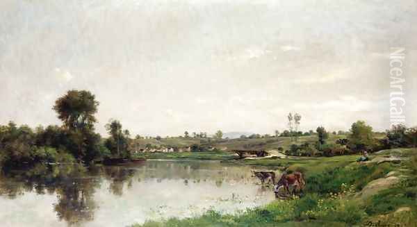 Les Sablieres pres de Valmondois Oil Painting by Charles-Francois Daubigny