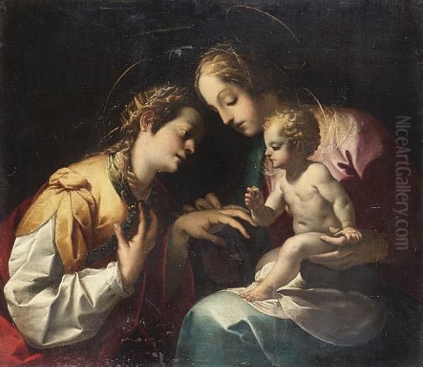 The Mystic Marriage Of Saint Catherine Oil Painting by Pier Francesco Morazzone