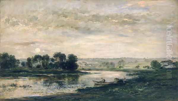 Evening on the Oise, 1872 Oil Painting by Charles-Francois Daubigny