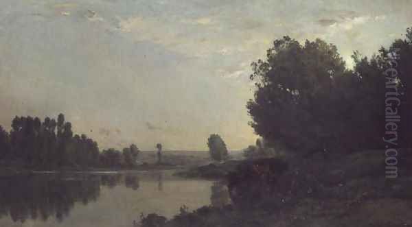 The Banks of the Oise, Morning, 1866 Oil Painting by Charles-Francois Daubigny