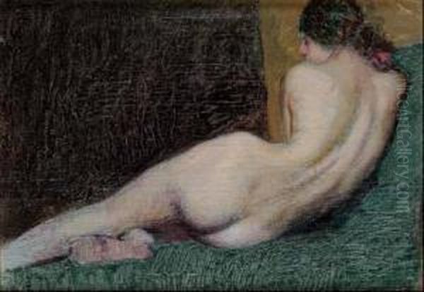 Figura Femminile Distesa Oil Painting by Angelo Morbelli