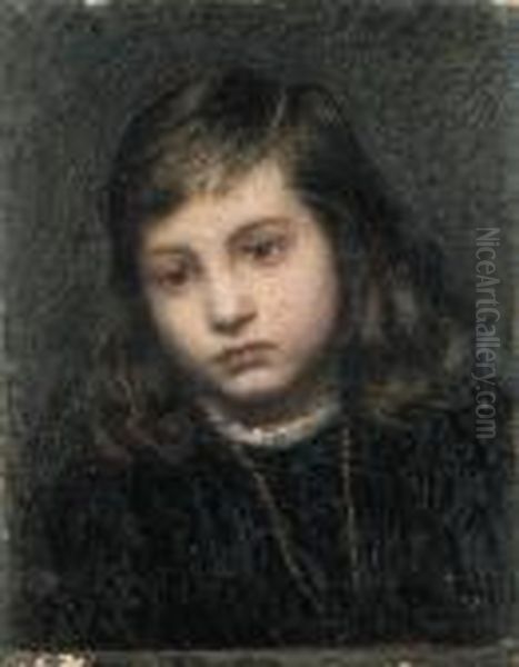 Testa Di Bambina Oil Painting by Angelo Morbelli