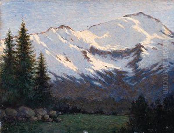 Paesaggio Montano Oil Painting by Angelo Morbelli