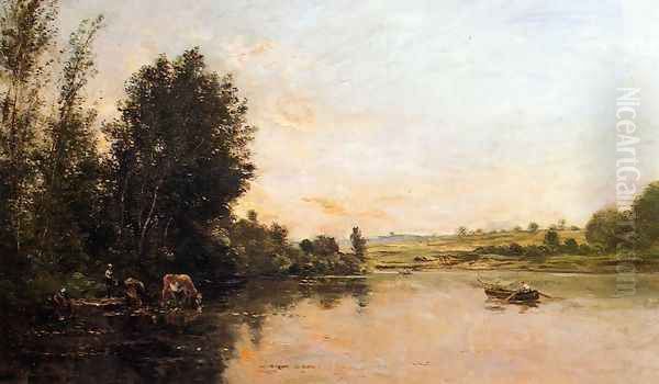 Sand Quarries near Valmondois Oil Painting by Charles-Francois Daubigny