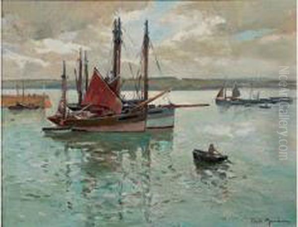 Bateaux Au Mouillage Oil Painting by Paul Morchain