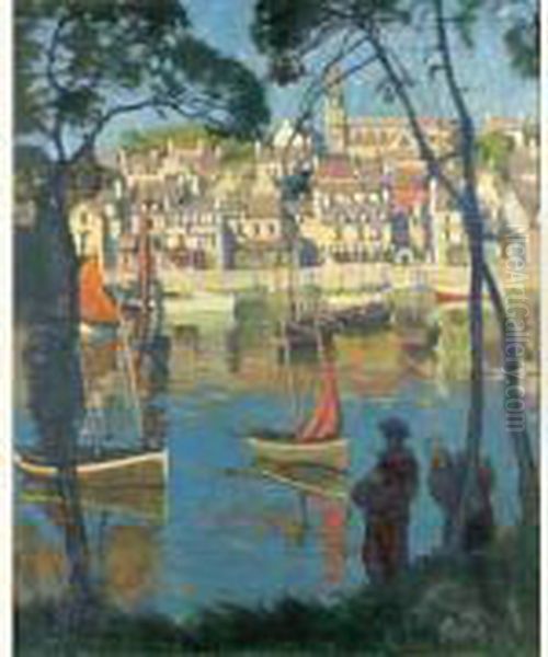 Promenade Au Bord Du Port Oil Painting by Paul Morchain