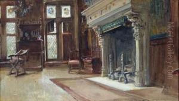 Interieur Neo-gothique Oil Painting by Adrien Moreau