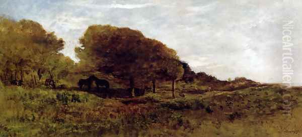 Les Graves De Villerville Oil Painting by Charles-Francois Daubigny