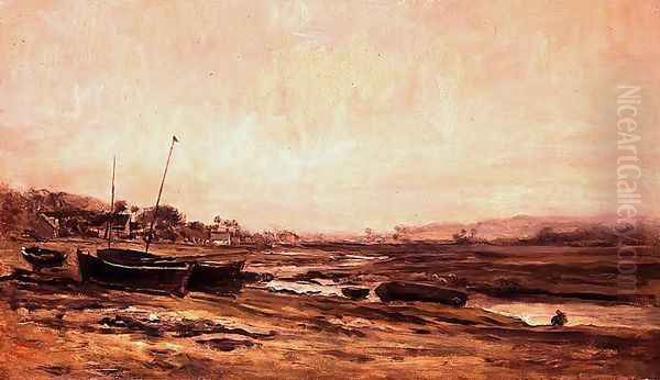 Fishing Boats Oil Painting by Charles-Francois Daubigny