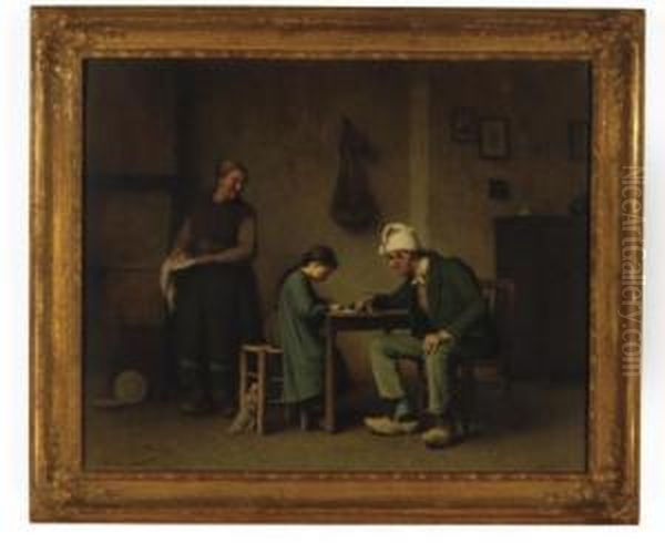 The Lesson Oil Painting by Charles Moreau