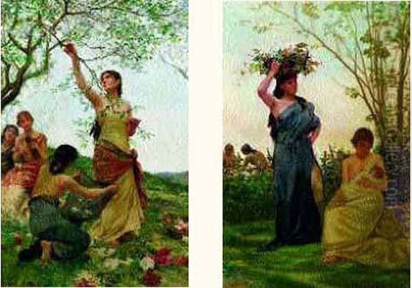 Le Printemps Et L'automne Oil Painting by Georges Moreau de Tours