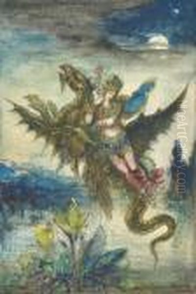 Reve D'orient Or La Peri: Dream Of The Orient Or The Peri Oil Painting by Gustave Moreau