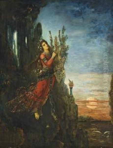 Sappho Se Jetant Du Sommet La Roche De Leucade Oil Painting by Gustave Moreau